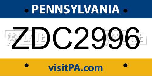 ZDC2996 Pennsylvania License Plate