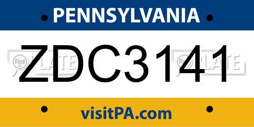 ZDC3141 Pennsylvania License Plate