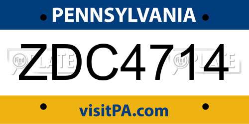 ZDC4714 Pennsylvania License Plate