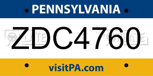 ZDC4760 Pennsylvania License Plate