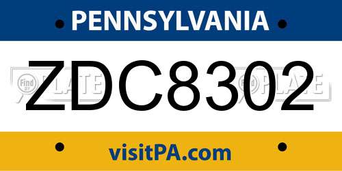 ZDC8302 Pennsylvania License Plate