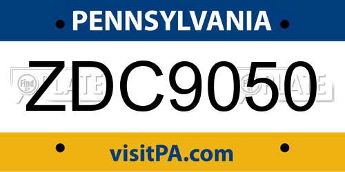 ZDC9050 Pennsylvania License Plate