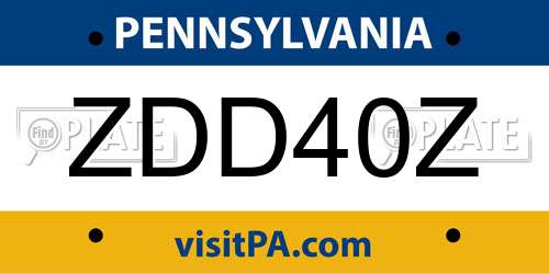 ZDD40Z Pennsylvania License Plate