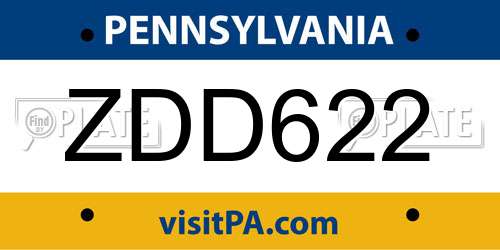 ZDD622 Pennsylvania License Plate