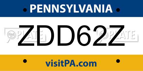 ZDD62Z Pennsylvania License Plate