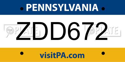 ZDD672 Pennsylvania License Plate