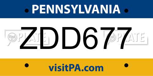 ZDD677 Pennsylvania License Plate