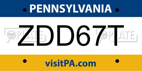 ZDD67T Pennsylvania License Plate