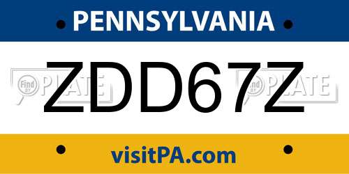 ZDD67Z Pennsylvania License Plate