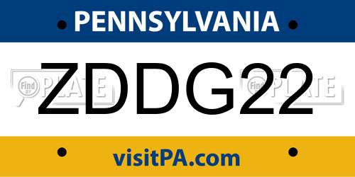 ZDDG22 Pennsylvania License Plate