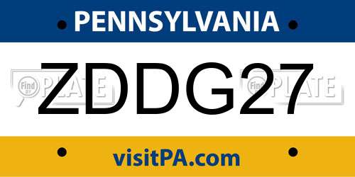 ZDDG27 Pennsylvania License Plate
