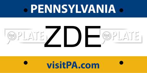 ZDE Pennsylvania License Plate