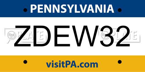 ZDEW32 Pennsylvania License Plate