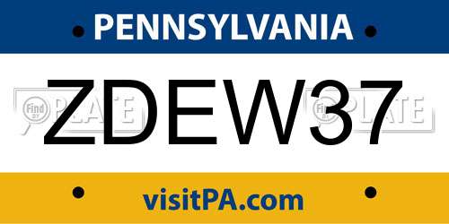 ZDEW37 Pennsylvania License Plate