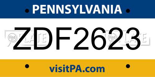 ZDF2623 Pennsylvania License Plate