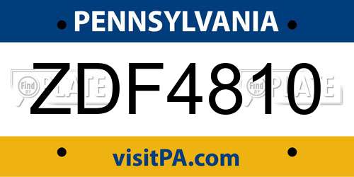ZDF4810 Pennsylvania License Plate
