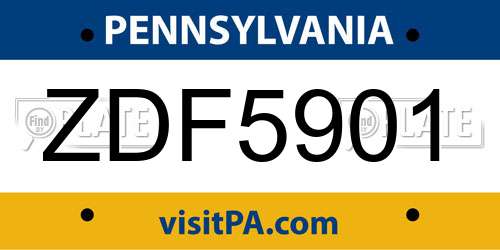 ZDF5901 Pennsylvania License Plate
