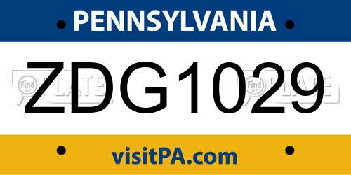 ZDG1029 Pennsylvania License Plate