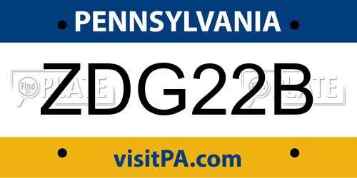 ZDG22B Pennsylvania License Plate