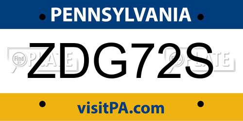 ZDG72S Pennsylvania License Plate