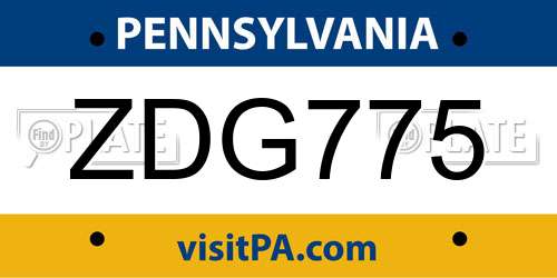 ZDG775 Pennsylvania License Plate