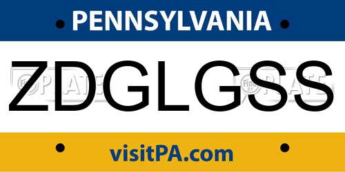 ZDGLGSS Pennsylvania License Plate
