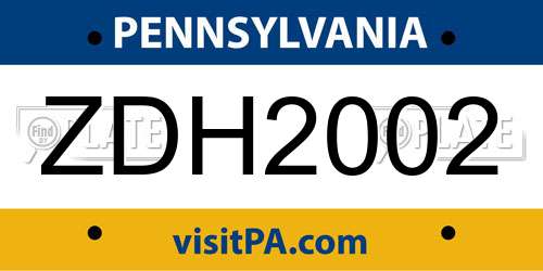 ZDH2002 Pennsylvania License Plate