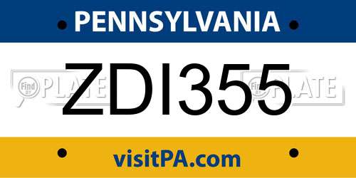 ZDI355 Pennsylvania License Plate