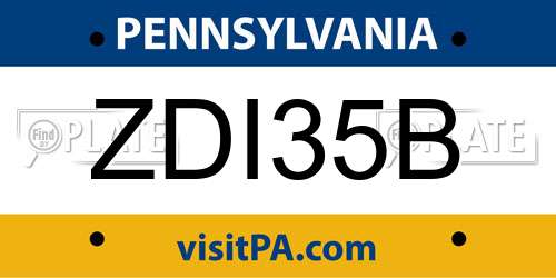 ZDI35B Pennsylvania License Plate