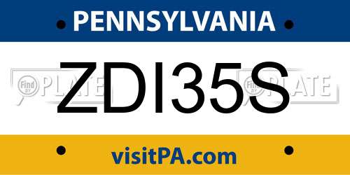 ZDI35S Pennsylvania License Plate