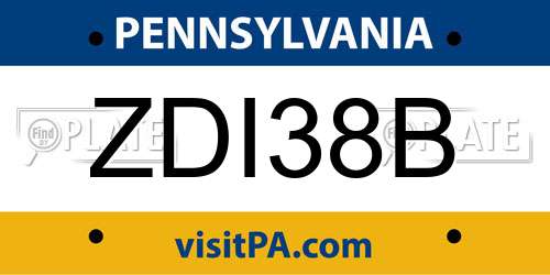 ZDI38B Pennsylvania License Plate