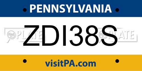 ZDI38S Pennsylvania License Plate