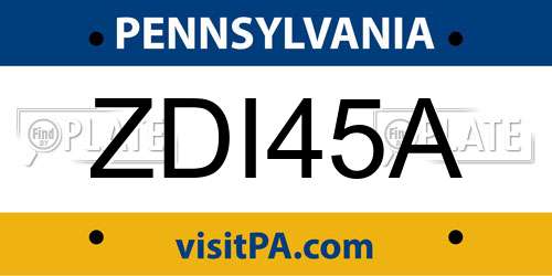 ZDI45A Pennsylvania License Plate