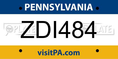 ZDI484 Pennsylvania License Plate