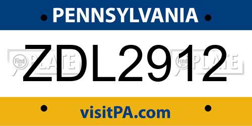 ZDL2912 Pennsylvania License Plate