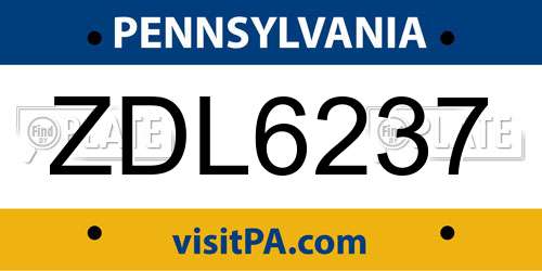 ZDL6237 Pennsylvania License Plate