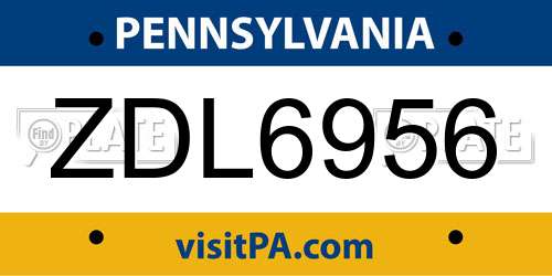 ZDL6956 Pennsylvania License Plate