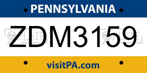 ZDM3159 Pennsylvania License Plate
