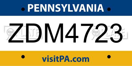 ZDM4723 Pennsylvania License Plate