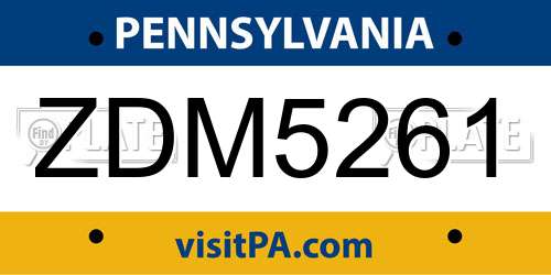 ZDM5261 Pennsylvania License Plate