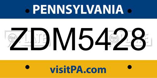 ZDM5428 Pennsylvania License Plate