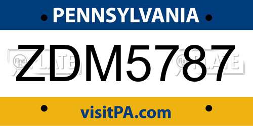 ZDM5787 Pennsylvania License Plate
