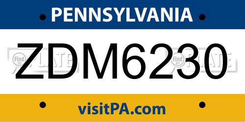 ZDM6230 Pennsylvania License Plate