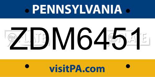 ZDM6451 Pennsylvania License Plate