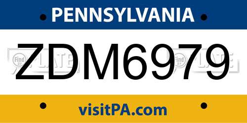 ZDM6979 Pennsylvania License Plate