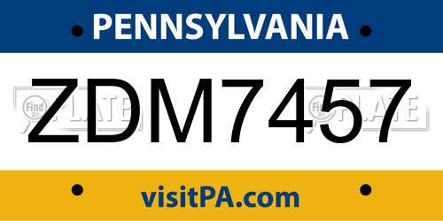 ZDM7457 Pennsylvania License Plate