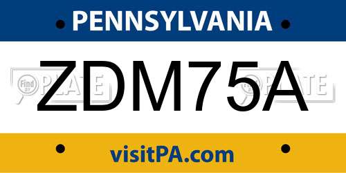 ZDM75A Pennsylvania License Plate