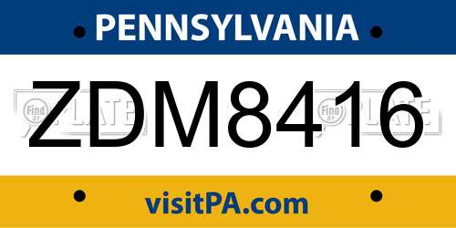 ZDM8416 Pennsylvania License Plate
