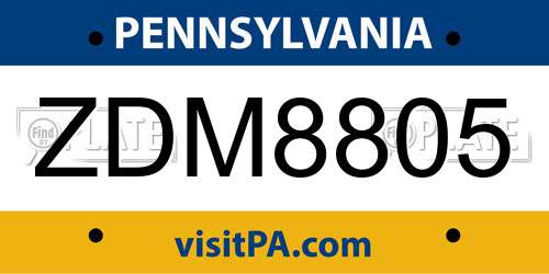 ZDM8805 Pennsylvania License Plate