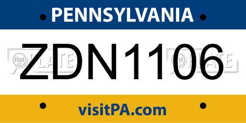 ZDN1106 Pennsylvania License Plate